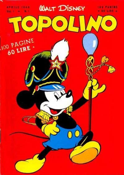 The cover of the first issue of the famous Topolino magazine in Italy 
